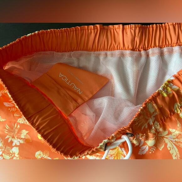 NAUTICA Orange Floral Performance Swim Trunks sz XXL (NWT) - Picture 4 of 6